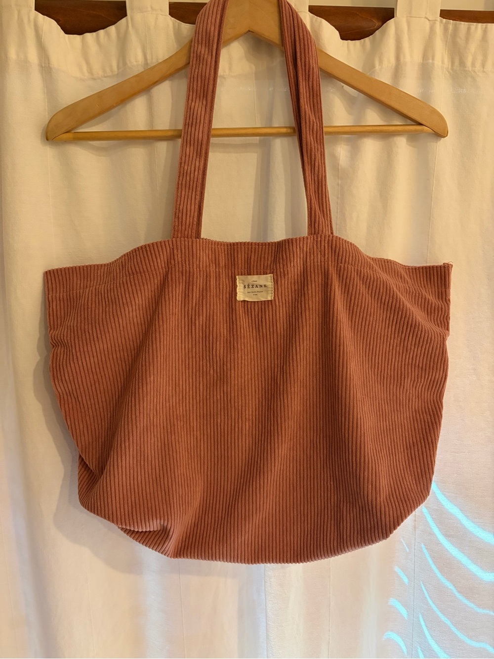 Sézane Corduroy Tote Bag in Dusty Rose